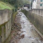 Il torrente ingombro di detriti e legname dopo le piogge