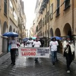 I lavoratori di Serti in via Martiri della Liberazione