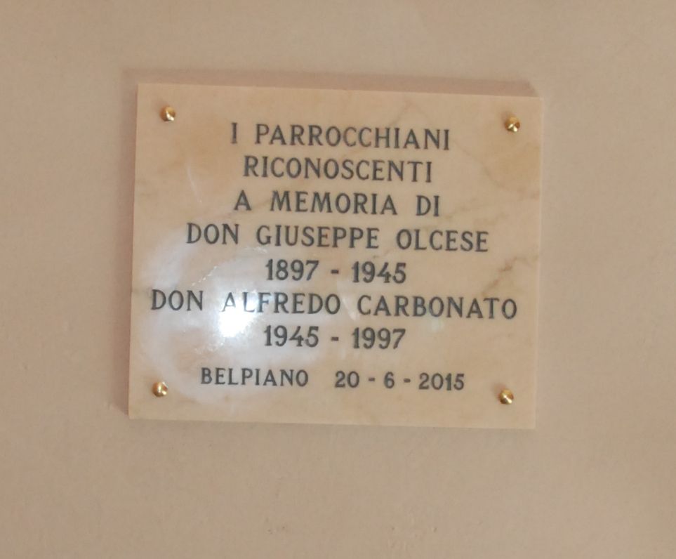 La targa scoperta sabato scorso a Belpiano