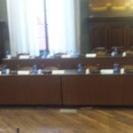 L'aula vuota del consiglio comunale di Rapallo