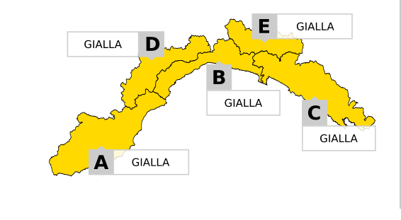 Allerta meteo gialla domani su tutta la Liguria