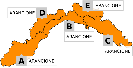 Allerta meteo arancione domani su tutta la Liguria 